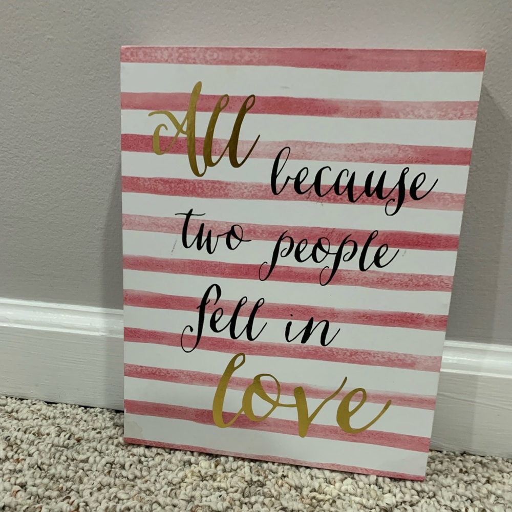 Pink, Gold and white stripes nursery decorative Art Box
